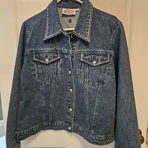 Christine Alexander Jean Jacket Large with Swarovski And A DTF Lion On Back.